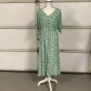 Reborn green floral gauze lined dress size 1X